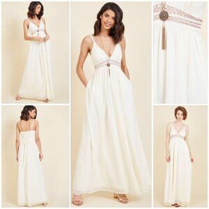ModCloth Redefining Refined Sleeveless Beaded Maxi Dress in Ivory Size 2X